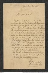 Nachlass Franz Steindachner, Brief von Gustav Schneider (senior) an Franz Steindachner (01.07.1885), Inv.Nr. 461.45, Seite 1